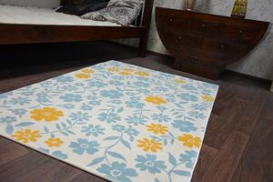 Makro Abra Dětský kusový koberec PASTEL 18414/062 - Květiny krémový tyrkysový Rozměr: 120x170 cm