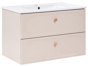 Závěsná koupelnová skříňka s umyvadlem TARUMIR 80 cm Béžová