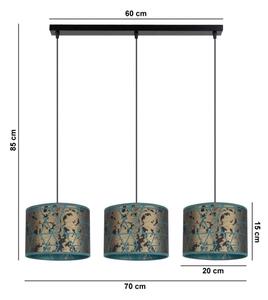 Lustr na lanku REZO 3xE27/60W/230V zlatá/tyrkysová