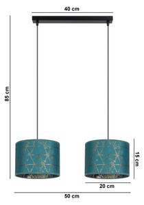 Lustr na lanku REZO 2xE27/60W/230V tyrkysová