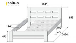 Masivní postel TAMARA - Solwo Design Dřevo a odstín oleje: BUK Cink - Olej odstín BO106, Rozměr spací plochy: 180x200