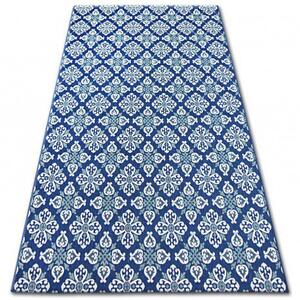 Makro Abra Kusový koberec Sisal COLOR 19246/699 Květy modrý Rozměr: 80x150 cm