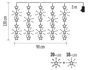 LED venkovní řetěz 30xLED/3,9m IP44 hvězdy