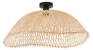 Stropní svítidlo v art deco stylu, černé s přírodním bambusovým stínítkem 60 cm - Alka