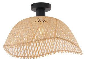 Stropní svítidlo v art deco stylu, černé s přírodním bambusovým stínítkem 40 cm - Alka