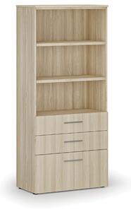 Kancelářská skříň s kombinovanými zásuvkami PRIMO WOOD, 800 x 420 x 1781 mm, dub přírodní