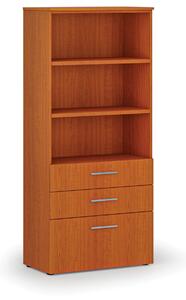 Kancelářská skříň s kombinovanými zásuvkami PRIMO WOOD, 800 x 420 x 1781 mm, třešeň