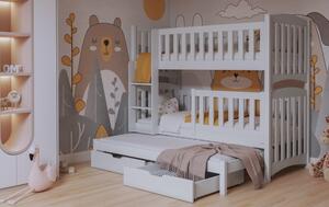 Dvoupatrová postel s přistýlkou 80x180 ALYA 2 - bílá, levé provedení
