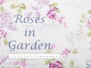 Dekorační látka PM-009 Fialové růže v zahradě - šířka 150 cm