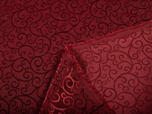 Dekorační látka PM-004 Ornamenty - vínově červená - šířka 150 cm