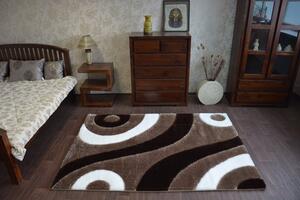 Balta Kusový koberec Shaggy SPACE 3D B314 světle hnědý Rozměr: 80x150 cm