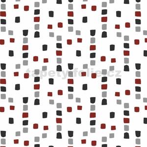 Ubrus PVC 126C, metráž, 20 m x 140 cm, dekorativní čtverečky šedo-červené, IMPOL TRADE