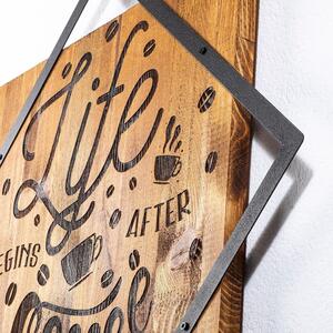 Dřevěno-kovová nástěnná dekorace 54x54 cm Life Begins After Coffee – Wallity