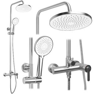 Rea Ontario, sprchový set nástěnný s dešťovou sprchou, broušená ocel, REA-P5506