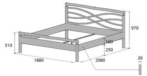 Nábytek ATIKA s.r.o. Kovová postel ANGELETA 2 Povrchová úprava: stříbrná RAL 9006, Rozměr: 80 x 200 cm