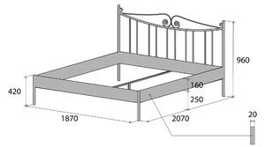 Nábytek ATIKA s.r.o. Kovová postel RIO Povrchová úprava: stříbrná RAL 9006, Rozměr: 80 x 200 cm