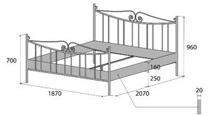 Nábytek ATIKA s.r.o. Kovová postel RIO GRANDE Povrchová úprava: stříbrná RAL 9006, Rozměr: 80 x 200 cm