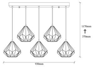 Lustr na lanku DIAMOND 5xE27/100W/230V