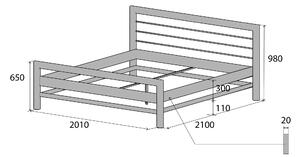 Nábytek ATIKA s.r.o. Kovová postel MANCHESTER Povrchová úprava: stříbrná RAL 9006, Rozměr: 140 x 200 cm
