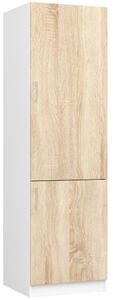 Skříň na vestavnou lednici TRIVORA - šířka 60 cm, bílá / dub sonoma