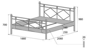 Nábytek ATIKA s.r.o. Kovová postel DARJA Povrchová úprava: bílá, Rozměr: 200 x 200 cm