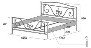 Nábytek ATIKA s.r.o. Kovová postel DAGMAR Povrchová úprava: černá, Rozměr: 200 x 200 cm