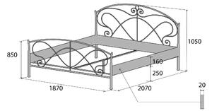 Nábytek ATIKA s.r.o. Kovová postel HERMÍNA Povrchová úprava: černá, Rozměr: 160 x 200 cm