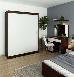 Prostorná šatní skříň 150 cm VALESTRA - wenge / bílá