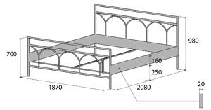 Nábytek ATIKA s.r.o. Kovová postel SASKIE Povrchová úprava: černá, Rozměr: 180 x 200 cm