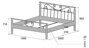 Nábytek ATIKA s.r.o. Kovová postel VERDE Povrchová úprava: černá, Rozměr: 90 x 200 cm