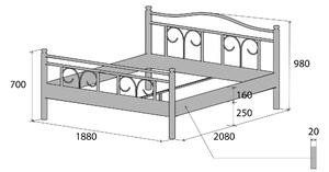 Nábytek ATIKA s.r.o. Kovová postel INES Povrchová úprava: stříbrná RAL 9006, Rozměr: 80 x 200 cm