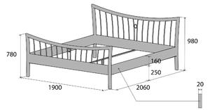 Nábytek ATIKA s.r.o. Kovová postel ZOULO Povrchová úprava: stříbrná RAL 9006, Rozměr: 80 x 200 cm