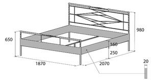 Nábytek ATIKA s.r.o. Kovová postel KELLY Povrchová úprava: na přání dle RAL, Rozměr: 180 x 200 cm