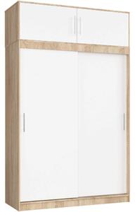 Prostorná šatní skříň 150 cm VALESTRA s nástavcem - dub sonoma / bílá