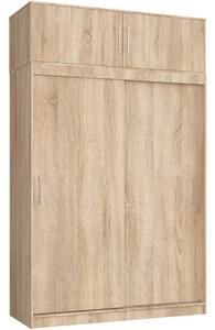 Prostorná šatní skříň 150 cm VALESTRA s nástavcem - dub sonoma