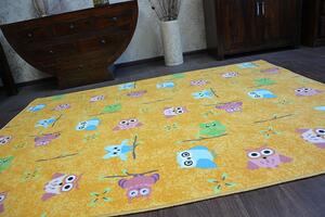 Balta Kusový dětský koberec OWLS Sovy žlutý Rozměr: 100x100 cm