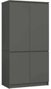 Čtyřdveřová šatní skříň 90 cm LOTA - šedá