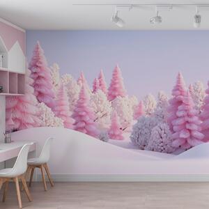 Fototapety Zasněžený zimní les v růžových odstínech, Fototapety příroda, w09654 : uwalls.cz