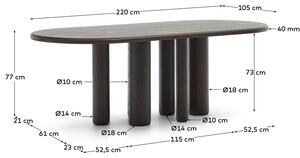 Jídelní stůl lenmai 220 x 105 cm tmavě hnědý