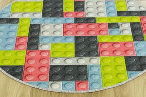 AW Kulatý dětský koberec Kostky pastelové Lego Rozměr: průměr 100 cm