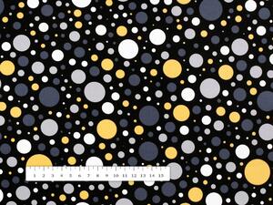 Biante Bavlněný oválný ubrus Sandra SA-210 Žluté a šedé puntíky na černém 50x100 cm