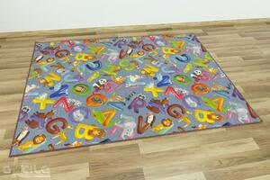 Associated Weavers Dětský kusový koberec Alfabet 19 šedý Rozměr: 200x200 cm