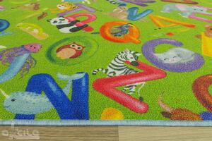 Associated Weavers Dětský kusový koberec Alfabet 12 zelený Rozměr: 200x200 cm