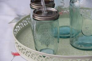 Sklenice s brčkem - recyklované sklo