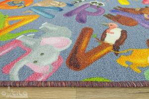 Associated Weavers Dětský kulatý koberec Alfabet 19 šedý Rozměr: průměr 200 cm