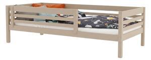 Vysoká dětská dřevěná postel TULY se zábranou 90x200 + matrace WAVE - Béžová, S jednou zábranou