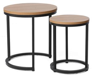 Přístavný stolek HULO dub/černá, sada 2 ks