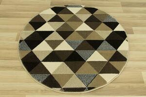 Kulatý koberec LUNA 503430/67911 trojúhelníky hnědý Rozměr: průměr 80 cm