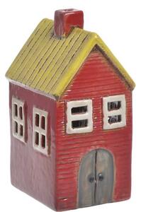 Keramický domeček na čajovou svíčku - červený žlutá střecha