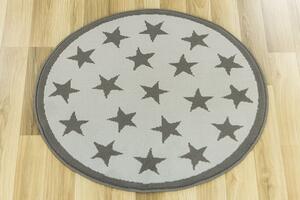 Balta Kulatý koberec LUNA 533909/89911 hvězdy světle šedý Rozměr: průměr 100 cm